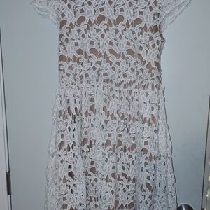 Boohoo White Lace Kids Formal Dress